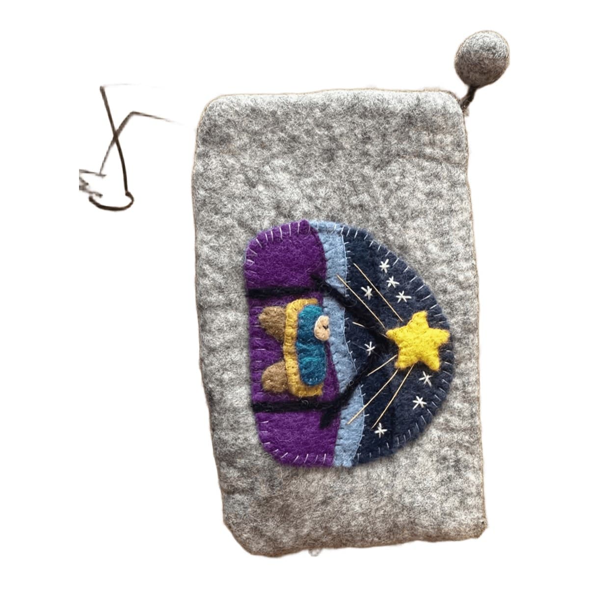 Felt pouch – night sky & star (grey)